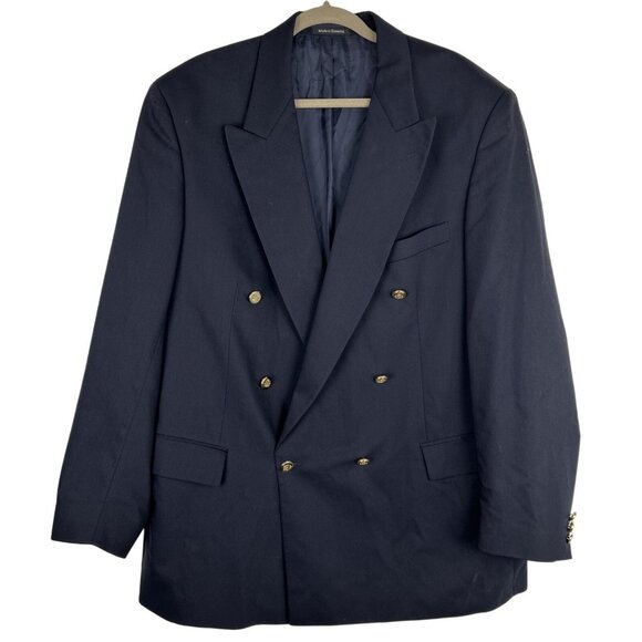 Enrico Ferrini Men’s Blue double breasted 100% Pure New wool blazer size L-46